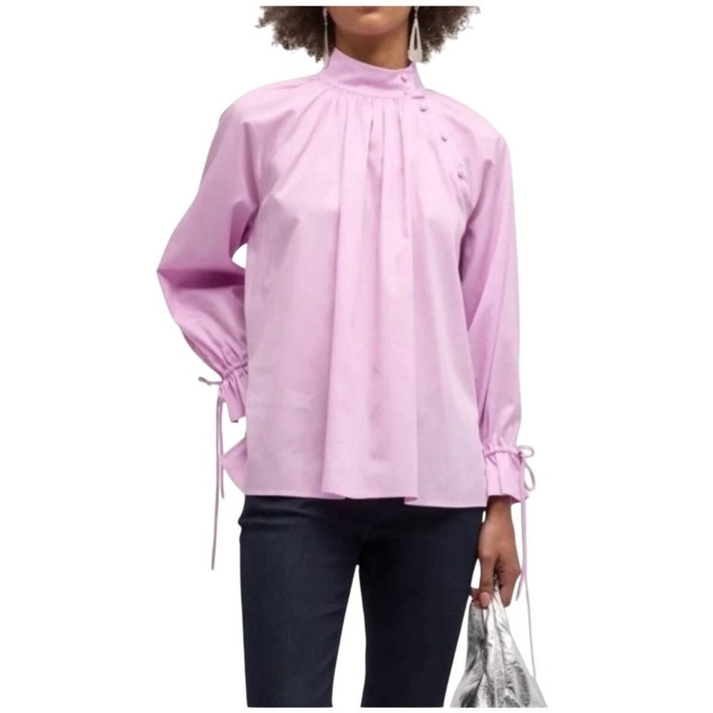 Harshman NEW Bianca Blouse‎ Orchid/Pink Women's Long Sleeve 100% Cotton X-Small